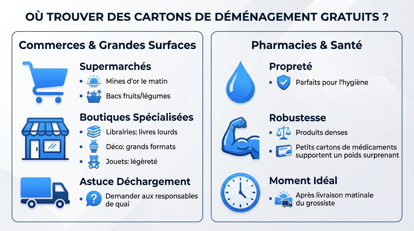 Pile de cartons de déménagement gratuits récupérés dans un commerce local
