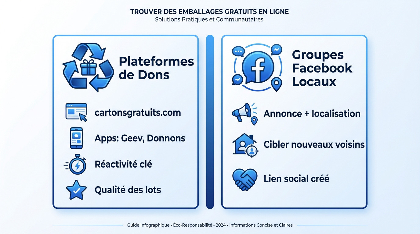 Recherche de cartons de déménagement gratuits sur une application mobile