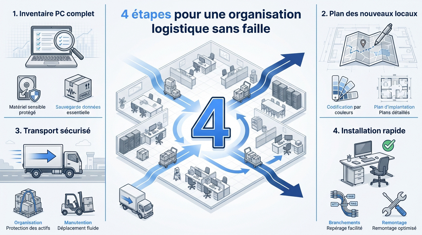 Organisation logistique pour le transfert de bureaux à Paris