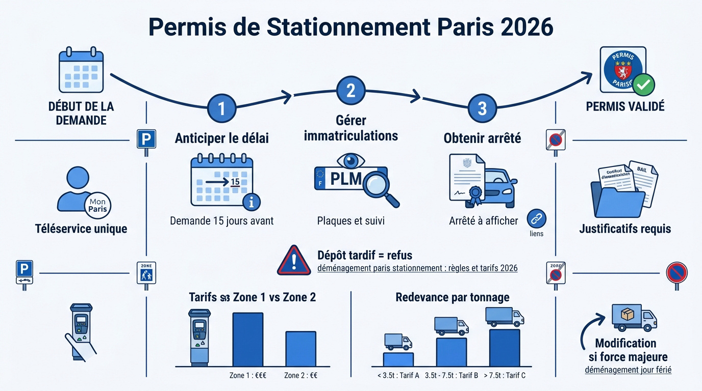 Procédure administrative pour obtenir un permis de stationnement de déménagement à Paris en 2026
